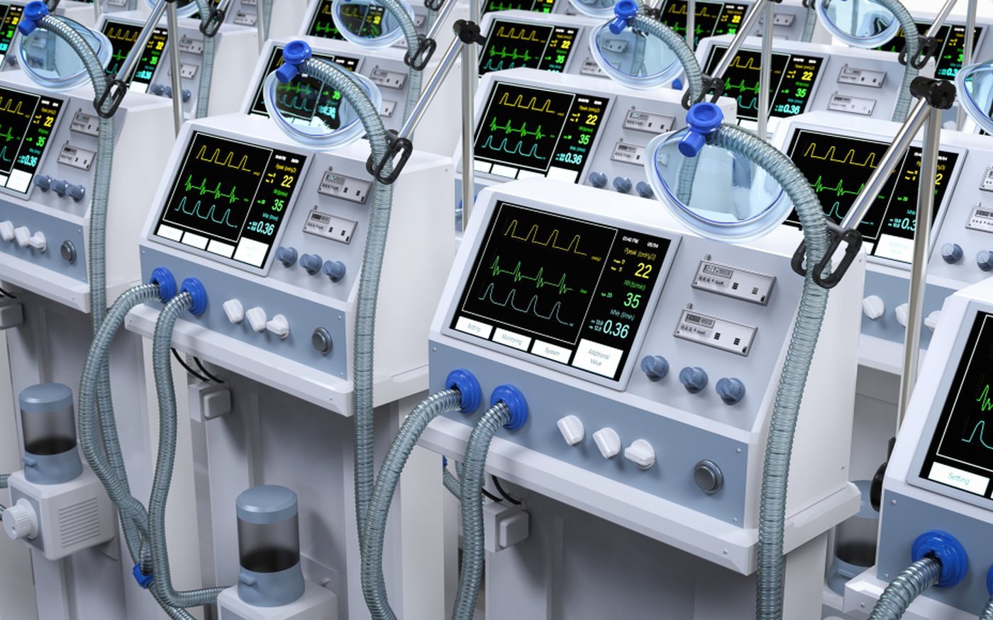 ICU ventilator in a critical care bay
